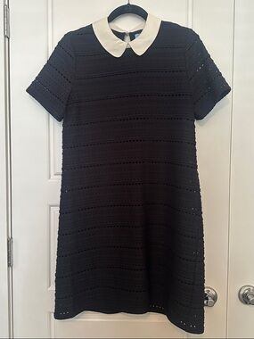 CeCe Black Eyelet Dress with White Peter Pan Collar